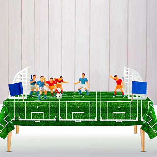 Mixweer 4-Pack Soccer Tablecloths – 54x108 Inch Plastic Party Covers for Birthday Decorations
