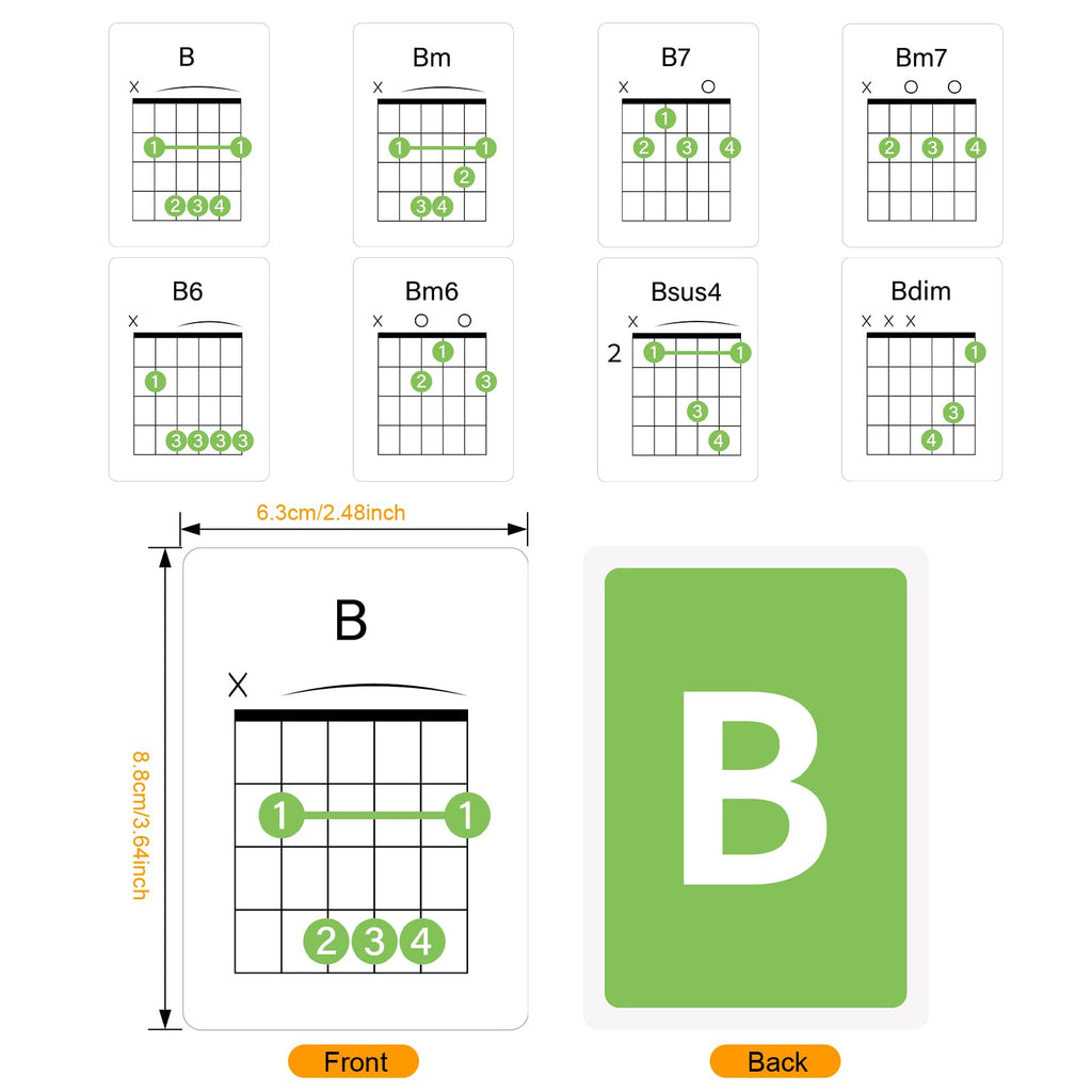 MLEJIAKJ 56-Piece Guitar Chord Flashcards with Chord Chart Poster – Color-Coded Learning for Beginners