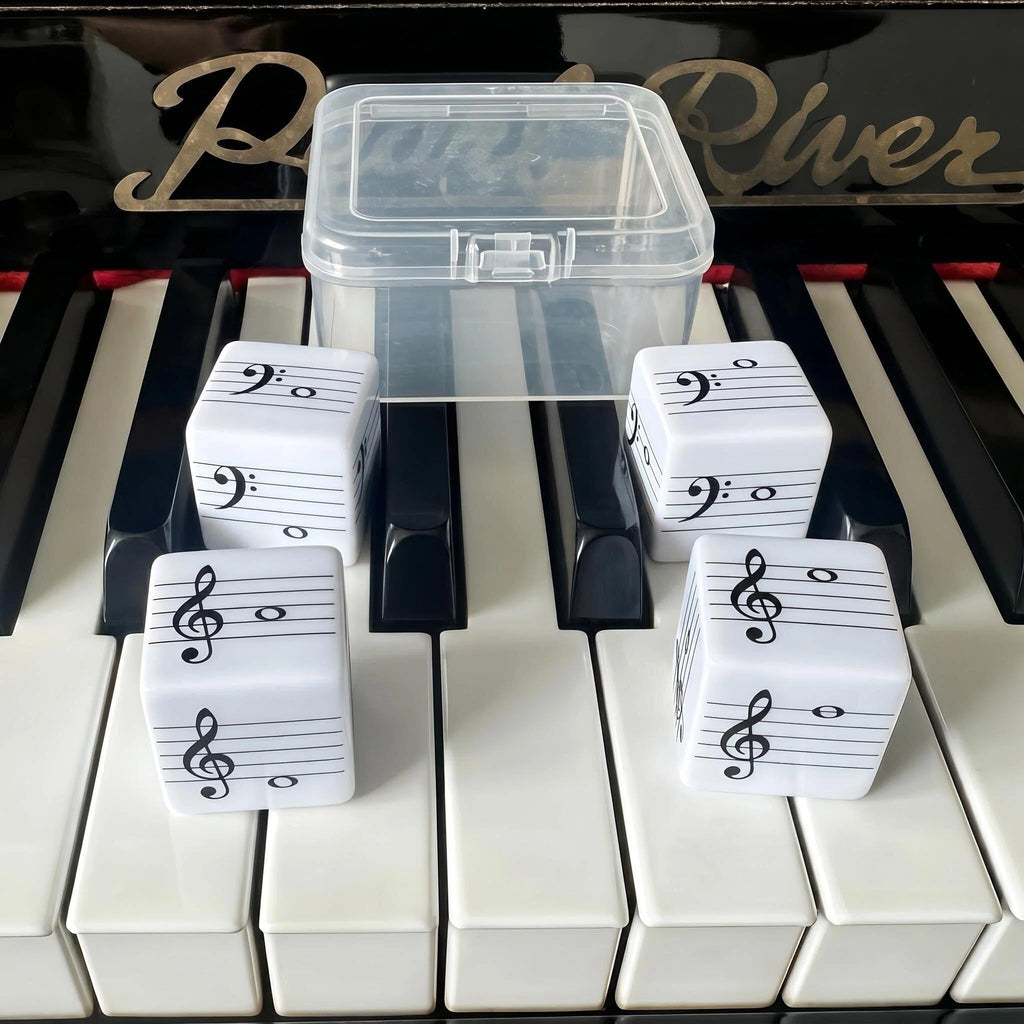 MLEJIAKJ Music Note Dice Set – 4 Large 25mm Dice with Treble and Bass Clef Notation for Music Theory Learning