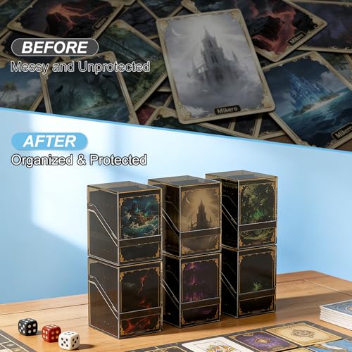 Mlikero 4-Pack Acrylic Commander Deck Boxes – Clear & Black, Holds 100+ Sleeved Cards with Dividers