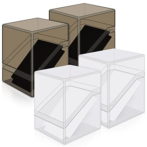 Mlikero 4-Pack Acrylic Commander Deck Boxes – Clear & Black, Holds 100+ Sleeved Cards with Dividers