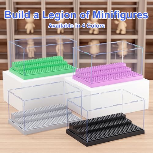 Mlikero Green Acrylic Display Case for Minifigures – Holds Up to 35 Figures with 3 Movable Steps
