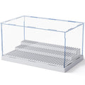 Mlikero Grey Acrylic Display Case for Minifigures - Holds 35, Removable Steps