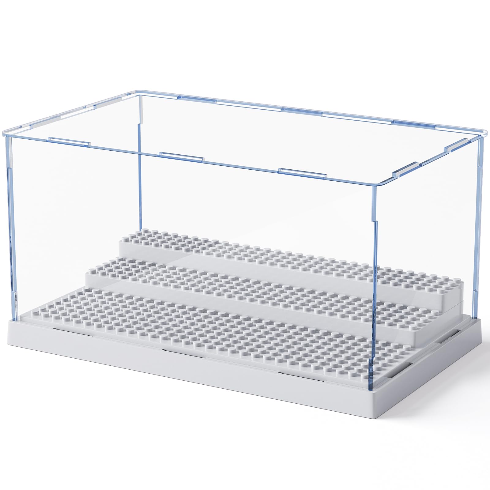 Mlikero Grey Acrylic Display Case for Minifigures - Holds 35, Removable Steps