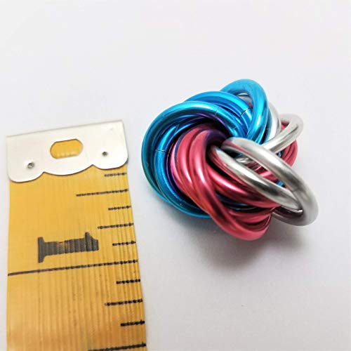 Möbii Fidget Ball (MultiColor) – Quiet Handcrafted Stress Relief Toy for Home, Office, or Travel (Small, Pink Blue Silver)