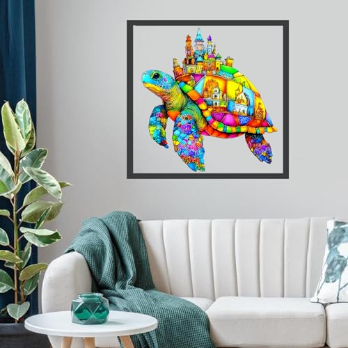 Mocfesk Wooden Puzzle: Sea Turtle Castle – Small Jigsaw for Adults, Seniors, Kids