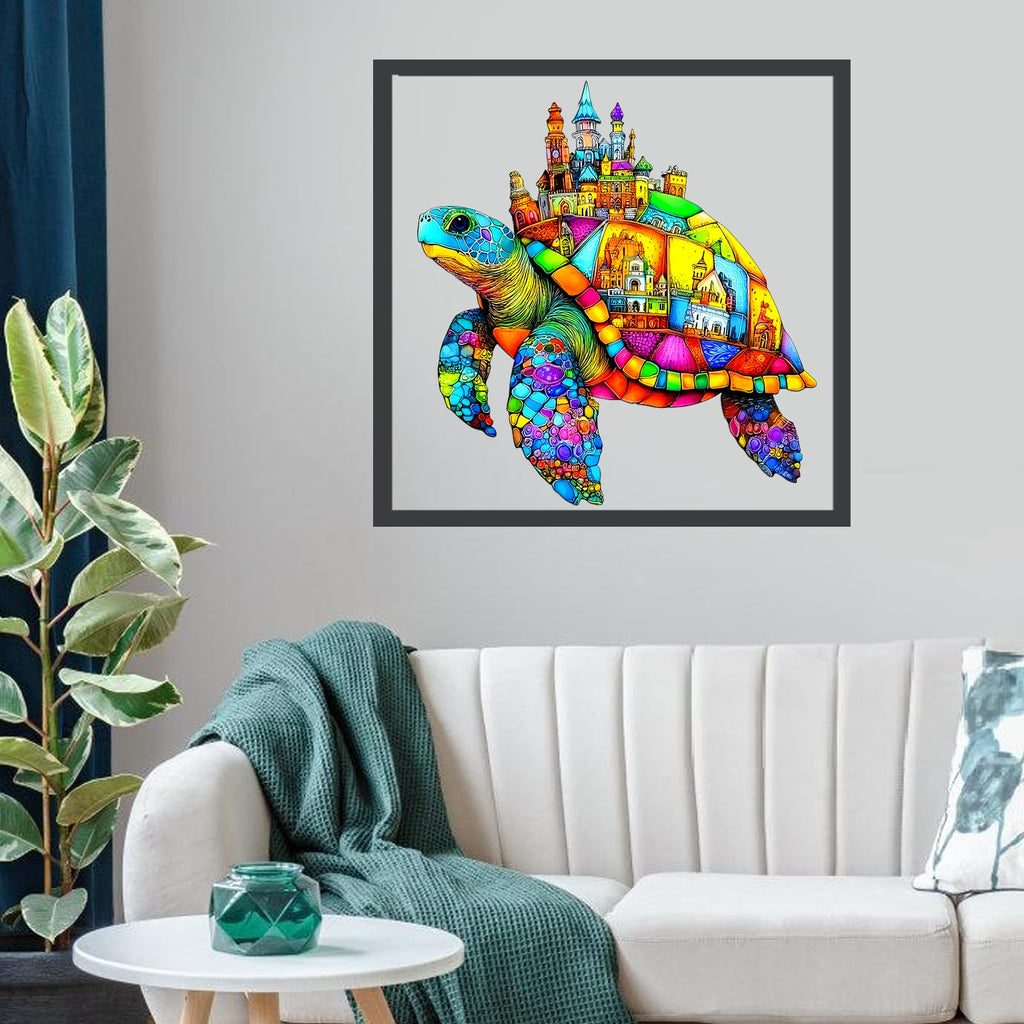 Mocfesk Wooden Puzzle: Sea Turtle Castle – Small Jigsaw for Adults, Seniors, Kids
