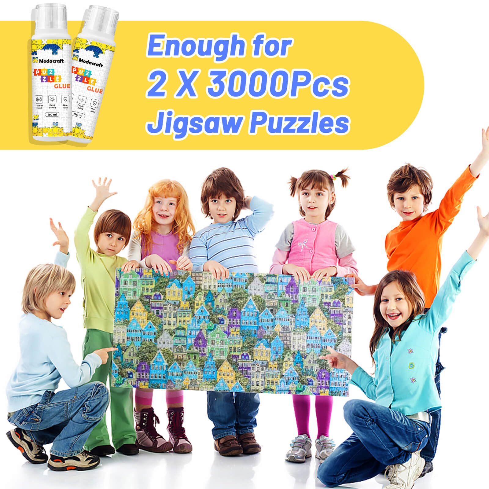 Modacraft Jigsaw Puzzle Glue 2 Pack 150ml | Clear Quick Dry PVA Glue for Puzzles & Diamond Paintings