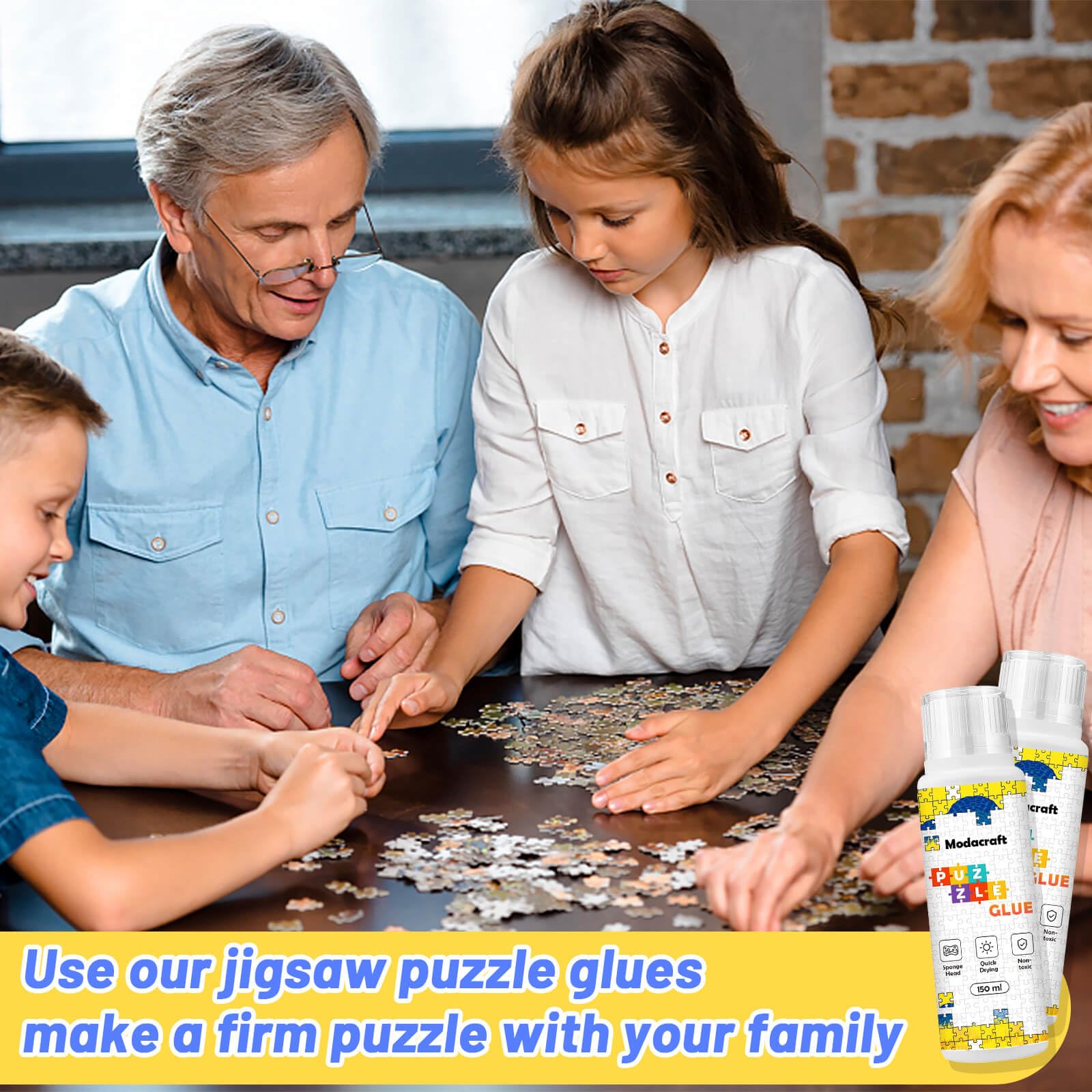 Modacraft Jigsaw Puzzle Glue 2 Pack 150ml | Clear Quick Dry PVA Glue for Puzzles & Diamond Paintings