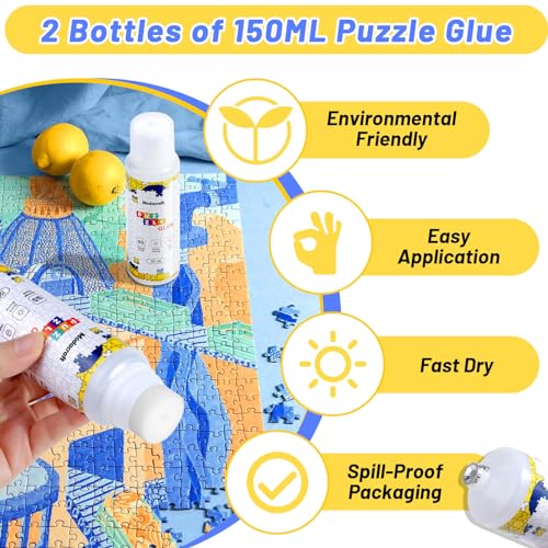 Modacraft Jigsaw Puzzle Glue 2 Pack 150ml | Clear Quick Dry PVA Glue for Puzzles & Diamond Paintings