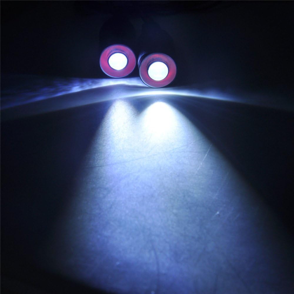 MOHERO 2 LEDs Angel Eyes & Demon Eyes LED Headlights for 1/10 RC Crawler Cars (Red+White, 17mm)