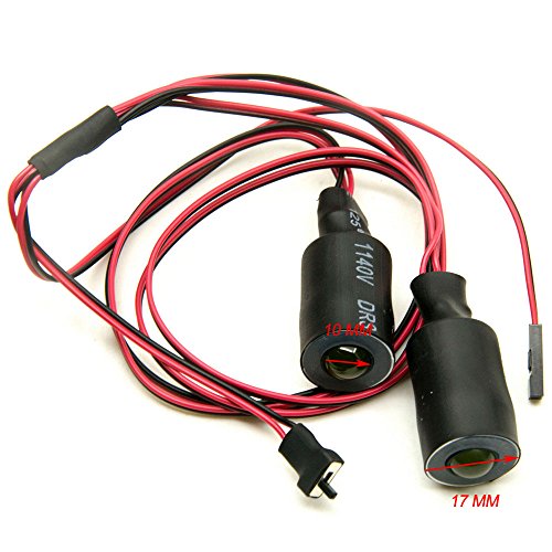 MOHERO 2 LEDs Angel Eyes & Demon Eyes LED Headlights for 1/10 RC Crawler Cars (Red+White, 17mm)
