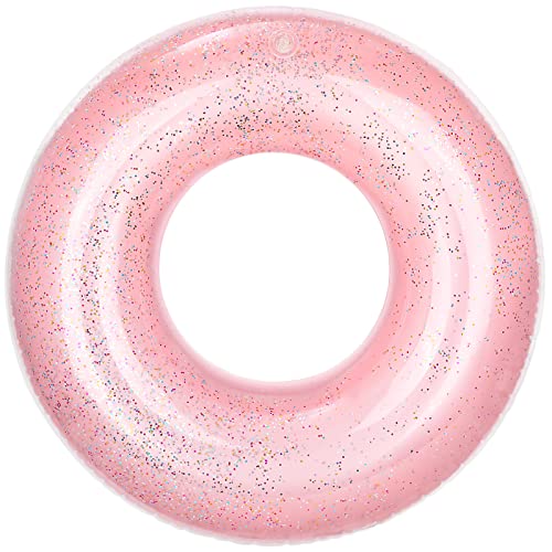 MoKo 90cm Glitter Swim Ring – Rose Gold Inflatable Pool Float for Kids and Adults