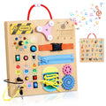 MoKo Montessori Busy Board: Wooden Sensory Toy with LED Lights, Switches, and Music Box for Toddlers Age 3+