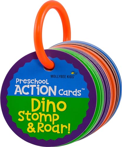 MOLLYBEE KIDS Dino Stomp & Roar – 20 Double-Sided Dinosaur Activity Cards for Toddlers & Preschoolers Ages 3+