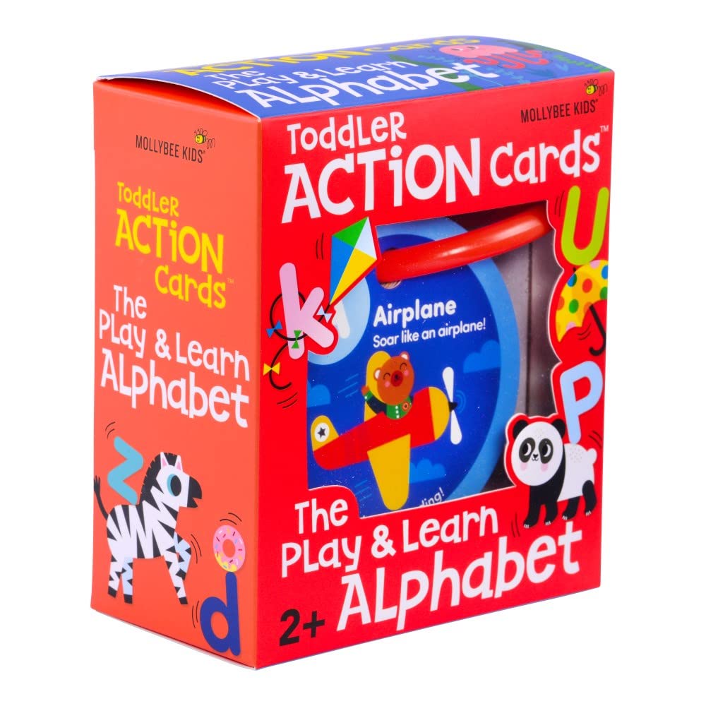 MOLLYBEE KIDS Preschool Activity Cards (Alphabet) – 26 Double-Sided Letter Learning Cards with Movement Activities