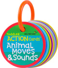 MOLLYBEE KIDS Toddler Action Cards – Animal Moves & Sounds for Ages 2-3, 20 Laminated Cards with Travel Ring