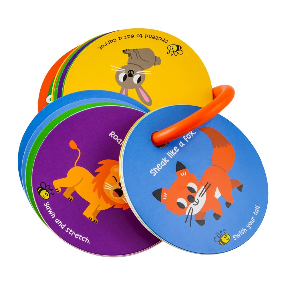 MOLLYBEE KIDS Toddler Action Cards – Animal Moves & Sounds for Ages 2-3, 20 Laminated Cards with Travel Ring