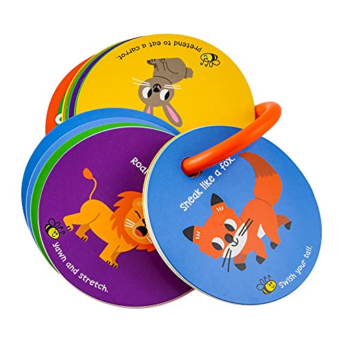 MOLLYBEE KIDS Toddler Action Cards – Animal Moves & Sounds for Ages 2-3, 20 Laminated Cards with Travel Ring