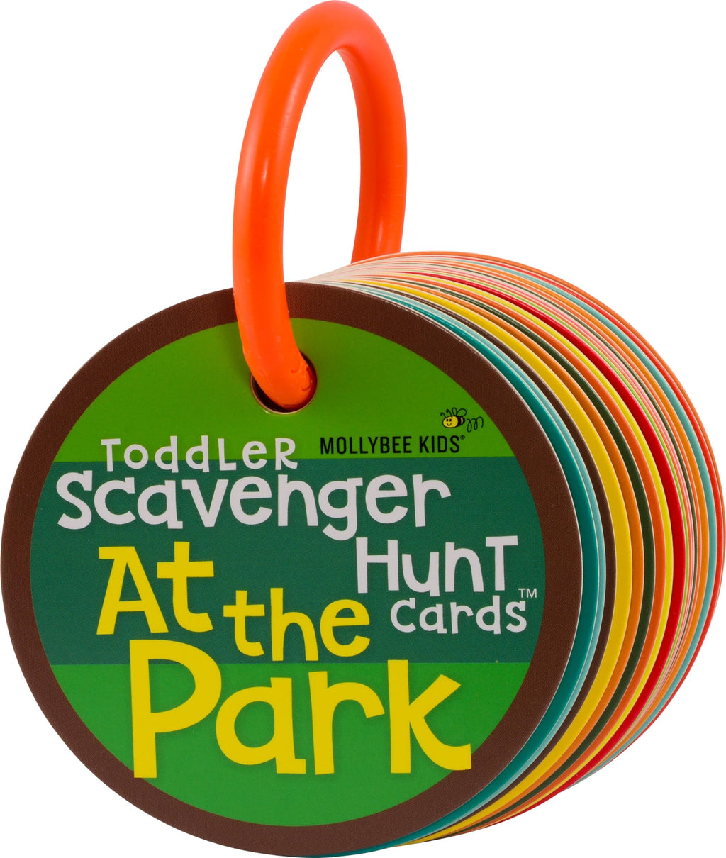 MOLLYBEE Kids Toddler Outdoor Scavenger Hunt Cards – 20 Double-Sided Park Exploration Game with Ring, Ages 2-4