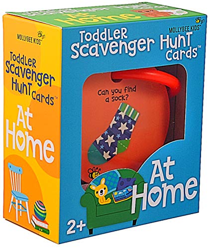 MOLLYBEE KIDS Toddler Scavenger Hunt Cards – Indoor Activity for Ages 2-3, 20 Double-Sided Cards on Reclosable Ring