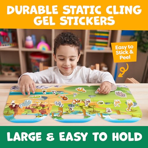 Momo & Nashi Reusable Sticker Books for Toddlers 1-3 (3 Themes, 100+ Stickers) - Portable Travel Activity