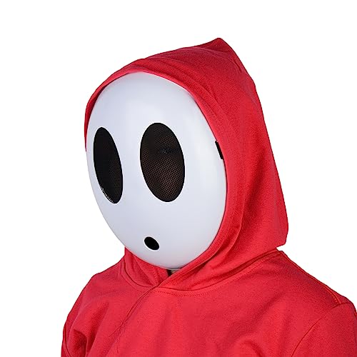 Monisorly White Shy Guy Full Face Mask – PVC Cosplay Prop for Halloween & Carnivals