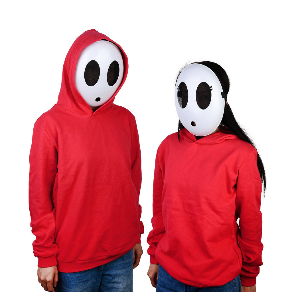 Monisorly White Shy Guy Full Face Mask – PVC Cosplay Prop for Halloween & Carnivals
