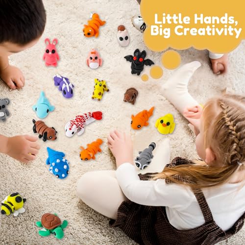 MONJITA 35-Piece Mini 3D Printed Animal Figurines – Articulated Fidget Toys, Desk Decor & Party Favors