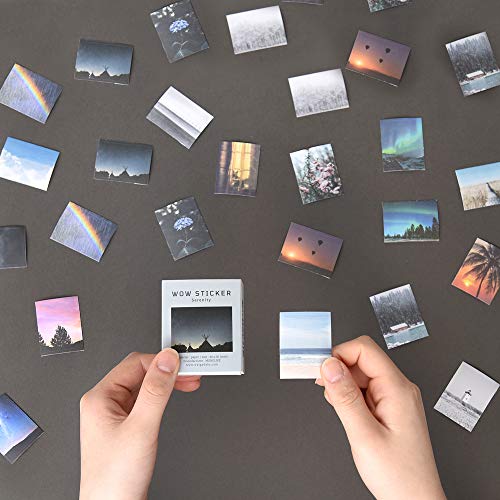 Monolike Wow Sticker Serenity + Mellow Set – 6 Mini Cute Square Stickers (2 Designs) for Scrapbooking, Waterproof