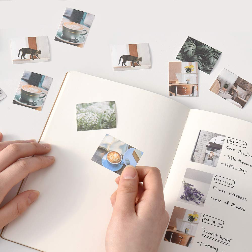 Monolike Wow Sticker Serenity + Mellow Set – 6 Mini Cute Square Stickers (2 Designs) for Scrapbooking, Waterproof