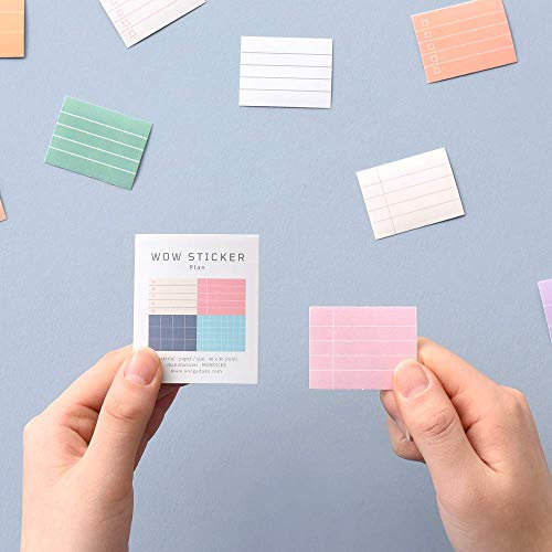 Monolike Wow Sticker Set (Plan ver.1 + ver.2): 6 Mini Square Paper Stickers in Box