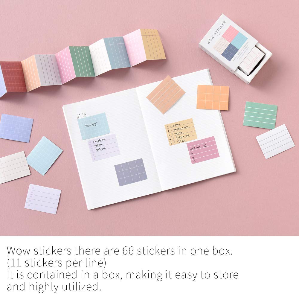Monolike Wow Sticker Set (Plan ver.1 + ver.2): 6 Mini Square Paper Stickers in Box