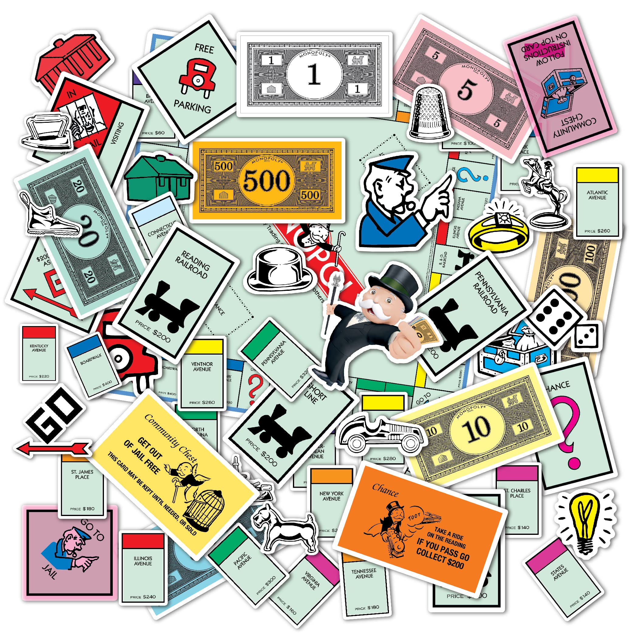 Monopoly 60 Sticker Pack (2 Decals) – Officially Licensed Vinyl, Fade-Resistant, Made in USA