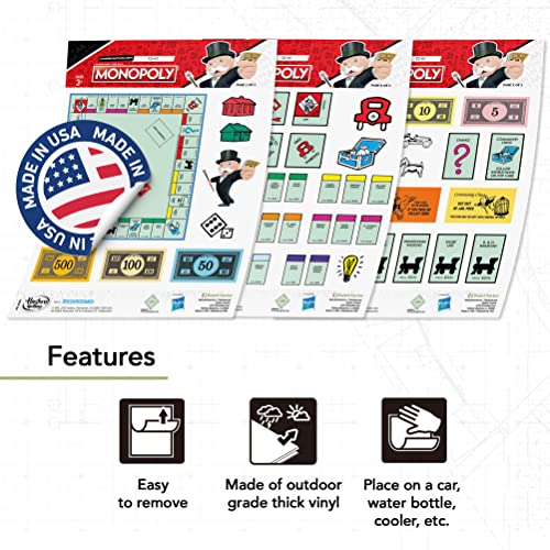 Monopoly 60 Sticker Pack (2 Decals) – Officially Licensed Vinyl, Fade-Resistant, Made in USA