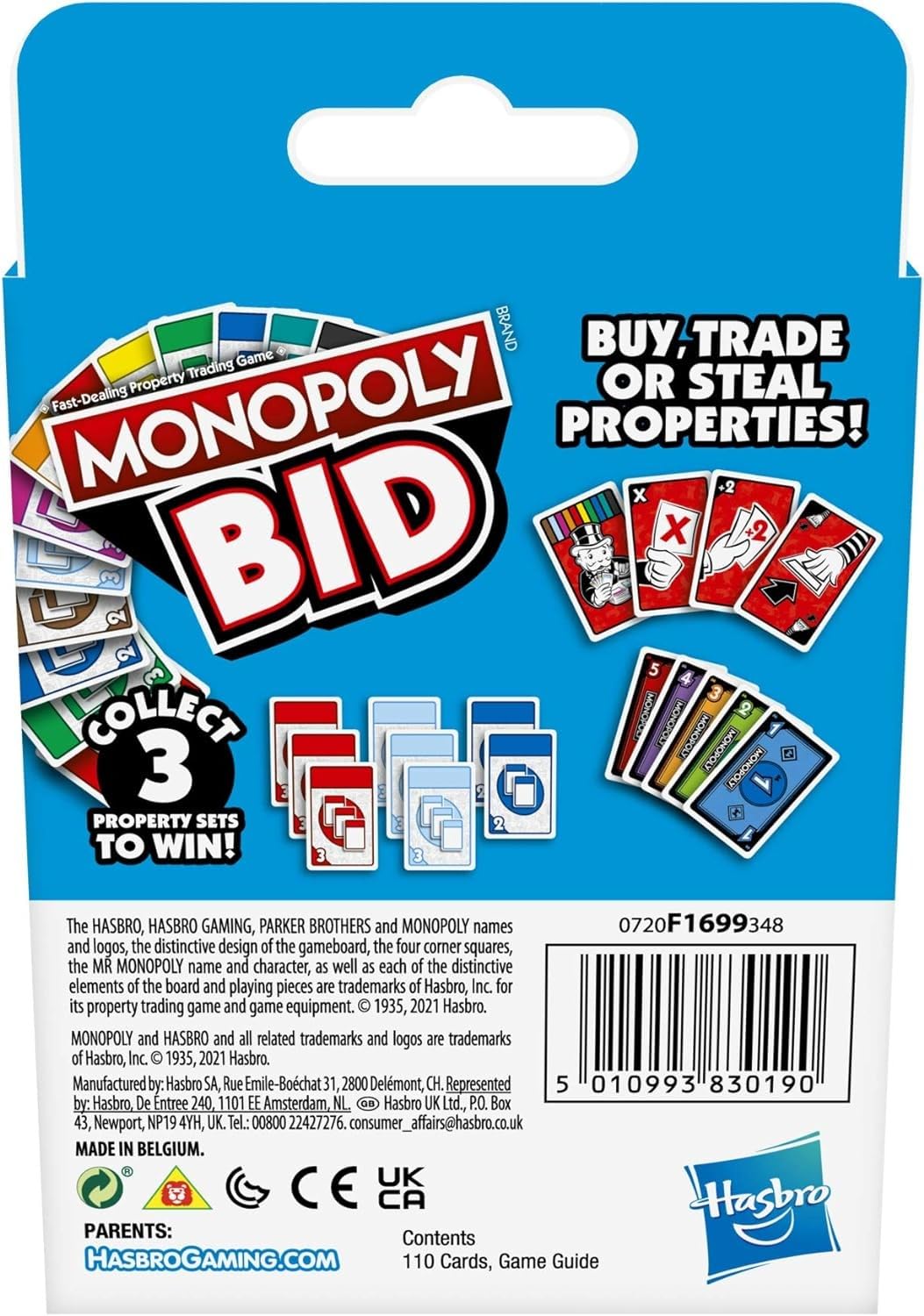 Monopoly Bid – Fast-Paced Auction Card Game for 4 Players, Ages 7+