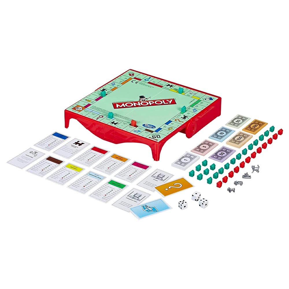Monopoly Grab & Go: Portable Classic Board Game for Travel