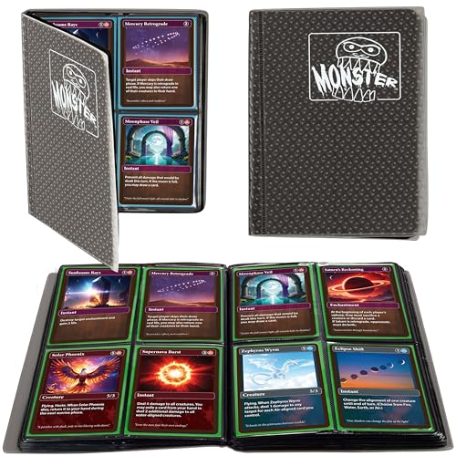 Monster 4 Pocket Trading Card Binder - Holofoil Black: Anti-Theft, Side-Loading, Holds 160 Cards
