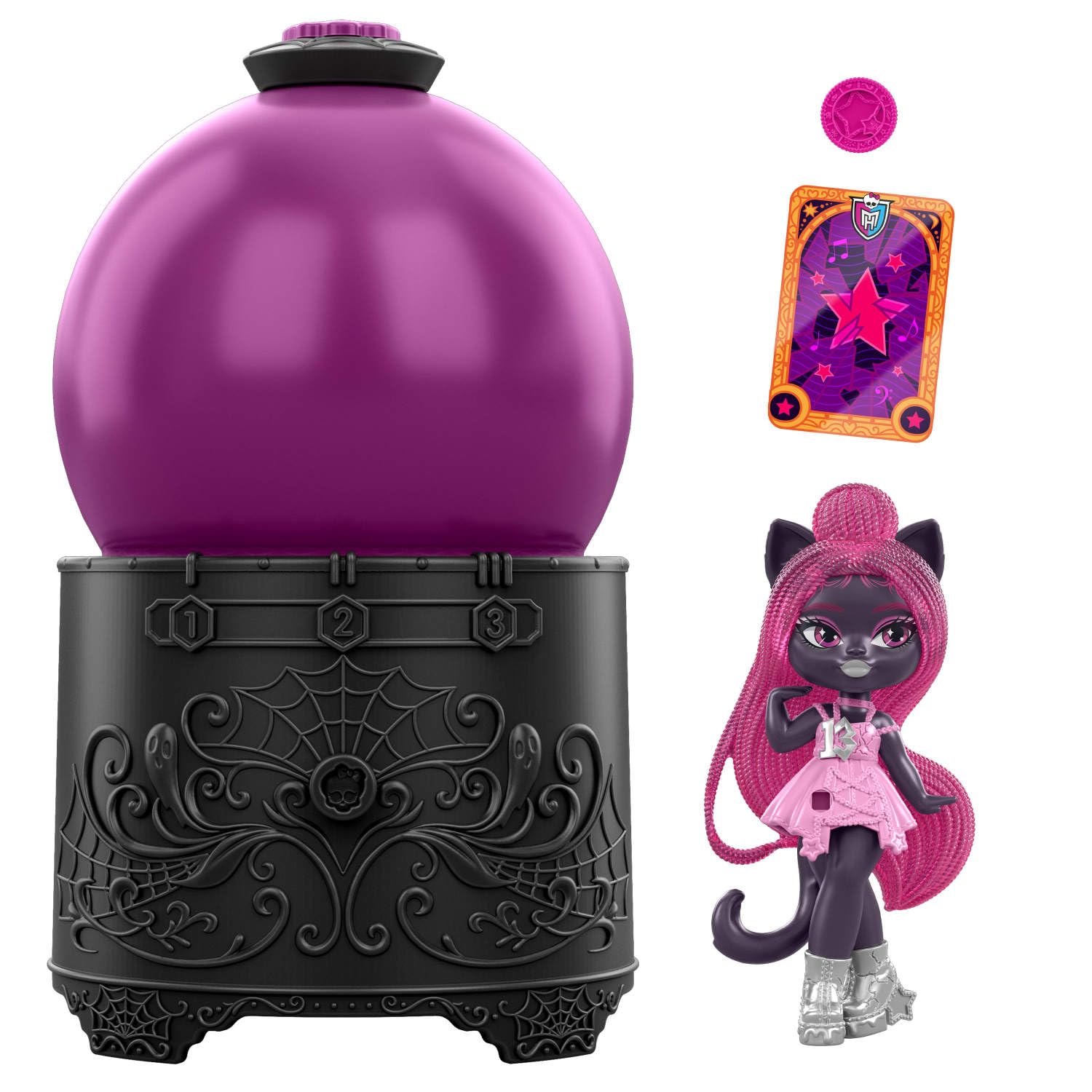 Monster High Potions Crystal Ball Mini Dolls – Surprise 3-Inch Figures with Water Reveal, Charm, and Fortune Card
