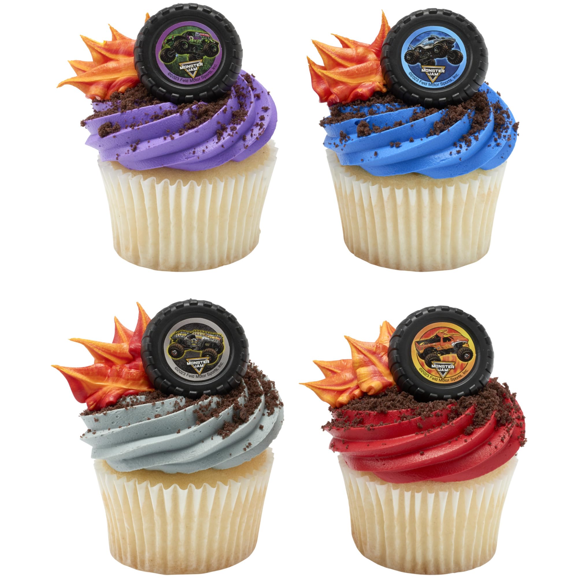 Monster Jam Cupcake Rings - 24 Pack of Monster Truck Toppers by DecoPac