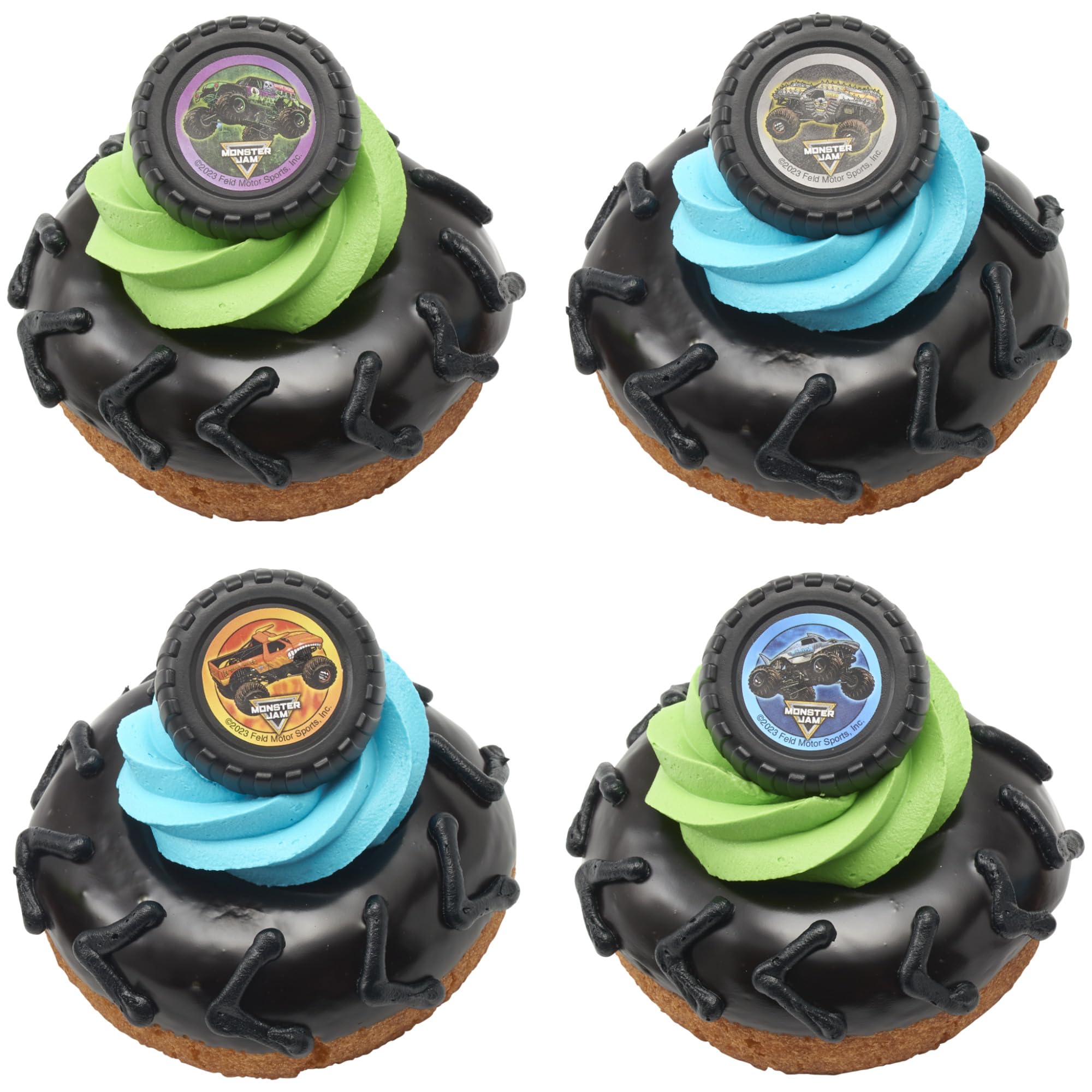 Monster Jam Cupcake Rings - 24 Pack of Monster Truck Toppers by DecoPac