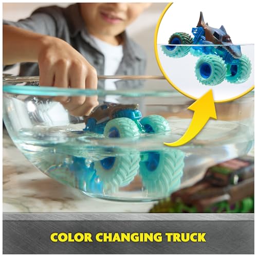 Monster Jam Mud Blasters 2-Pack: Grave Digger & Megalodon Color-Changing 1:64 Die-Cast Trucks for Ages 3+