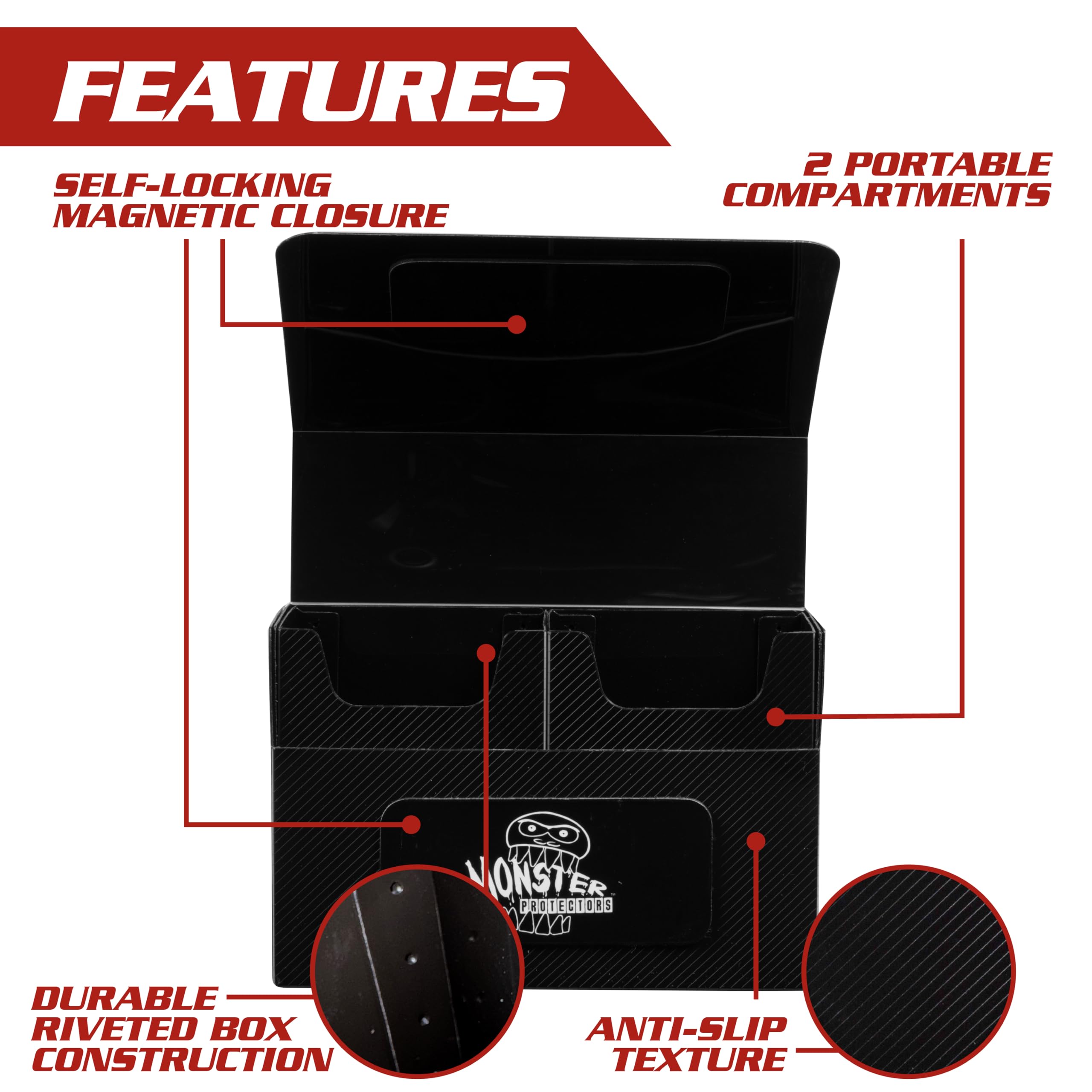 Monster Protectors Blue Magnetic Double Deck Box: Holds 150 Cards for MTG, Pokémon, Yu-Gi-Oh