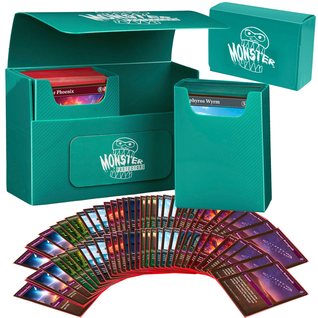Monster Protectors Green Magnetic Double Deck Box – Holds 150 TCG Cards