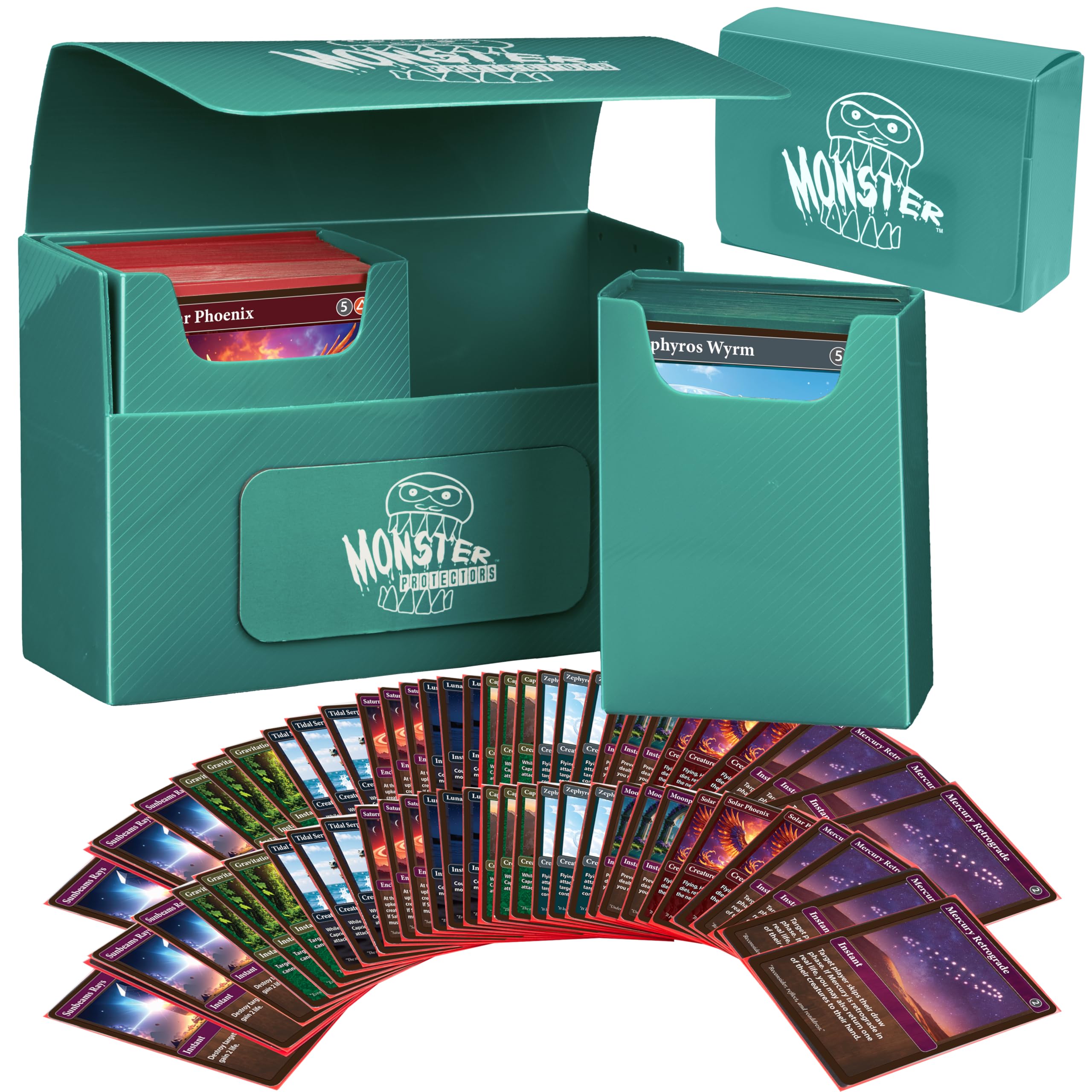 Monster Protectors Green Magnetic Double Deck Box – Holds 150 TCG Cards