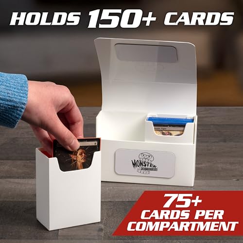Monster Protectors Red Magnetic Double Deck Box – Holds 150 TCG Cards, Self-Locking Closure