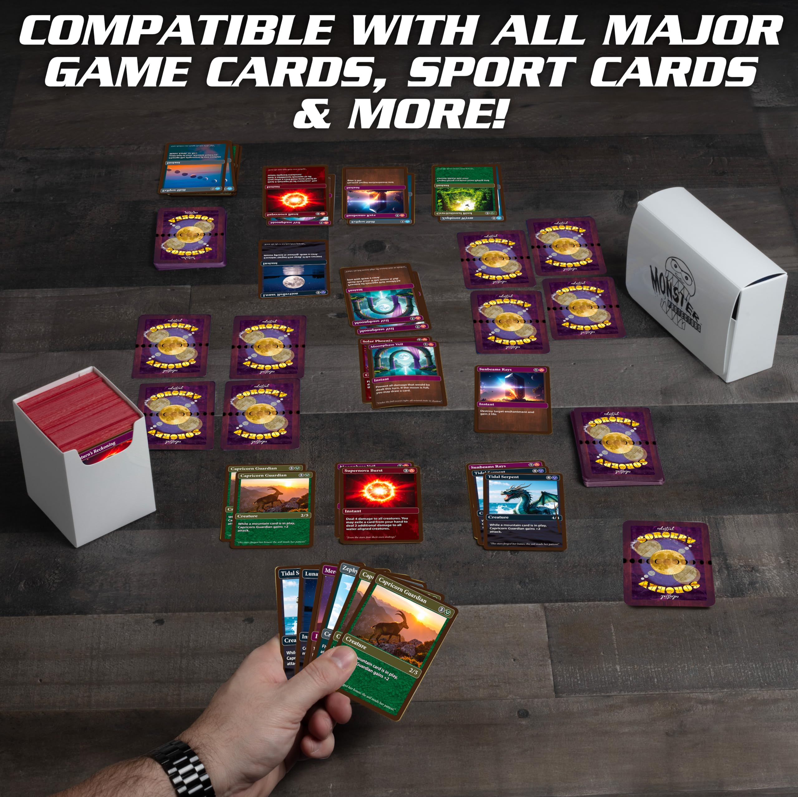 Monster Protectors Yellow Magnetic Double Deck Box – Holds 150 Standard TCG Cards