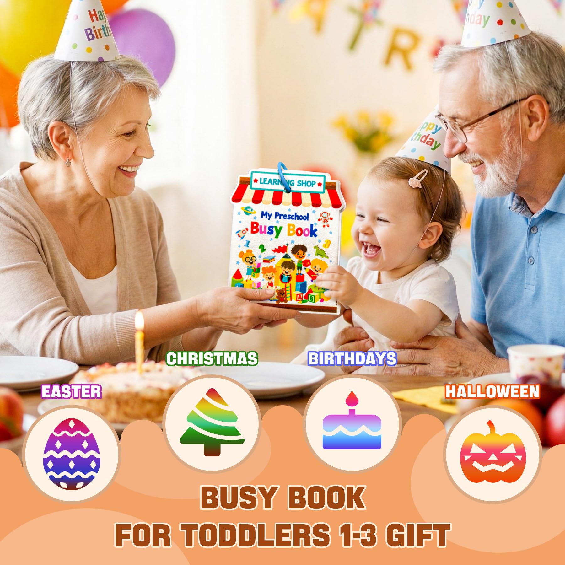 Montessori Felt Busy Book for Toddlers 1-3 – 6 Theme Learning Activities, Portable Travel Toy