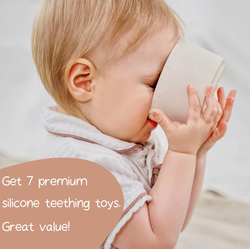 Moonkie Silicone Stacking Cups: 7-Piece Baby Toy for Teething, Bath, and Learning (6+ Months)