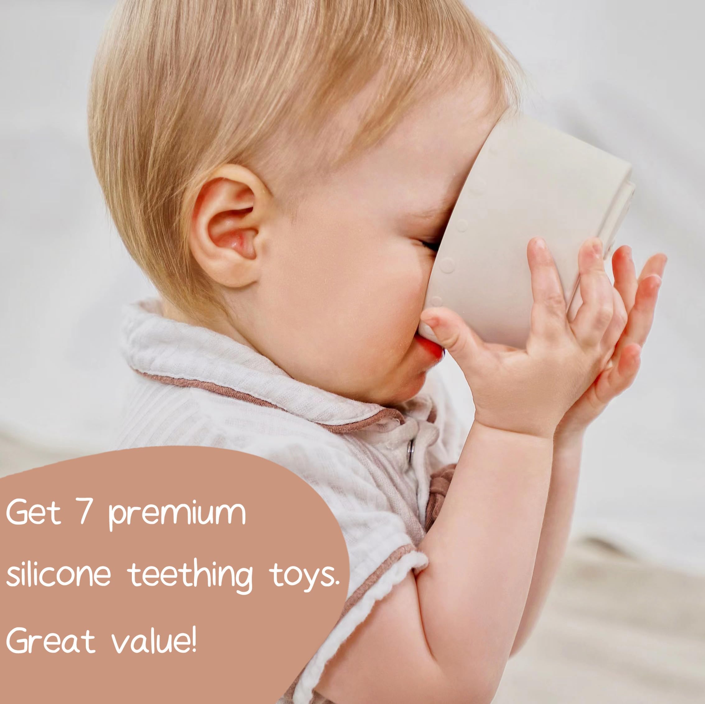 Moonkie Silicone Stacking Cups: 7-Piece Baby Toy for Teething, Bath, and Learning (6+ Months)